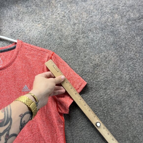 Adidas Shirt Womens Large Red Climalite Performance Athletic Running Tee - Picture 3 of 12